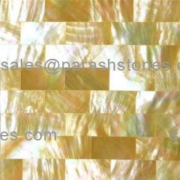 picture of mother of pearl yellow slab, tiles & surface in brick design