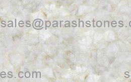 picture of snow white quartz slab surface & tiles in semi precious gemstone