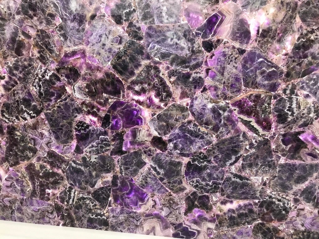 Amethyst slab backlit View