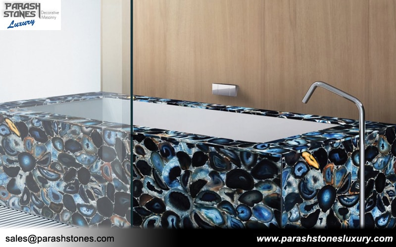 Blue Agate Bathtub Surround