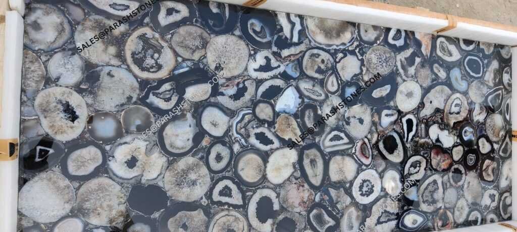 Brazilian Black Agate slab for modern interior decoration
