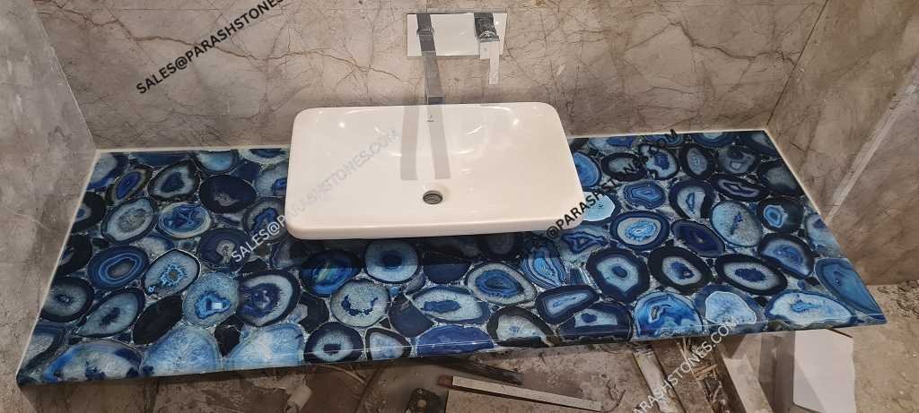 Brazilian blue agate wash basin bottom