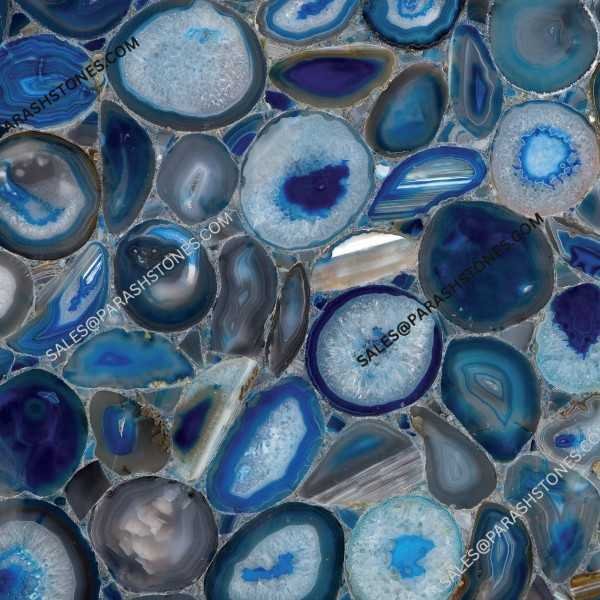 Brazilian Blue Agate slab featuring natural crystal layers