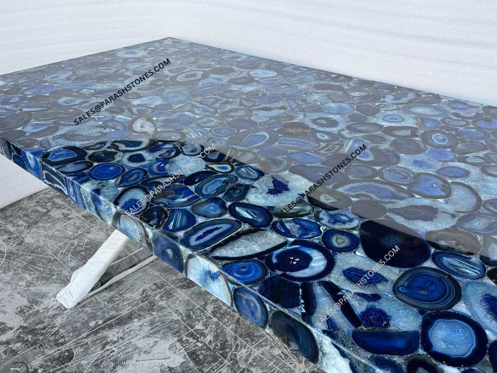 Brazilian Blue Agate Slab for Luxury Interiors