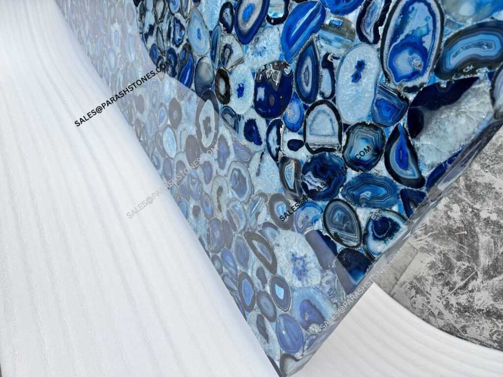 Luxury Brazilian Blue Agate stone slab for countertops and wall panels