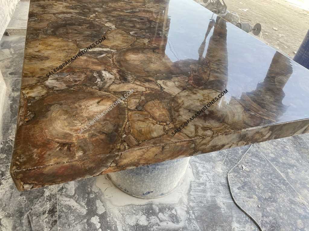 Brown-Petrified-Wood-Stone slab table top