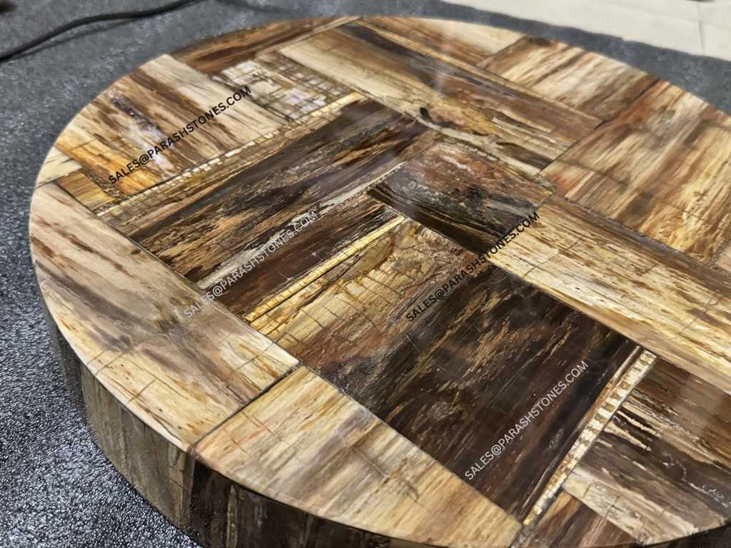 Brown-Petrified-Wood-Stone slab round table