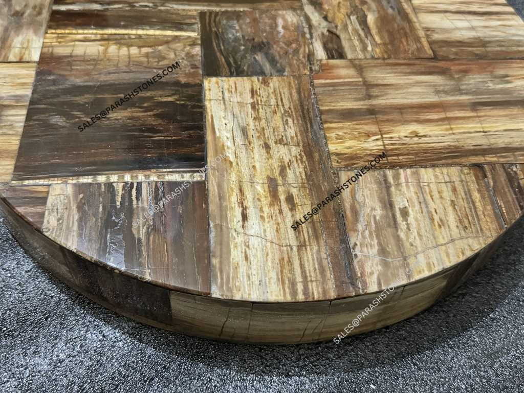 Brown-Petrified-Wood-Stone slab round table-2