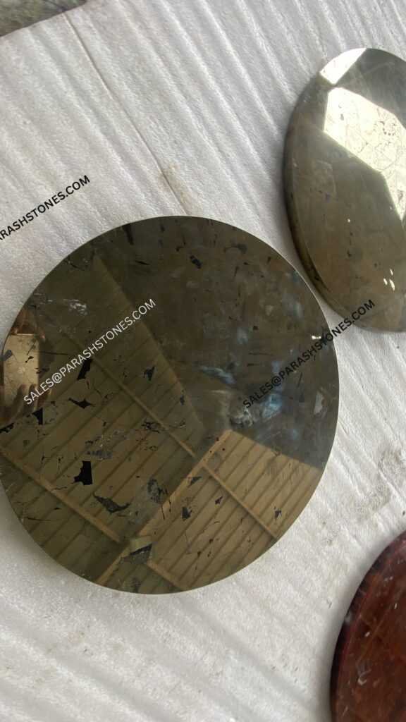 Golden Pyrite Gemstone round bedside