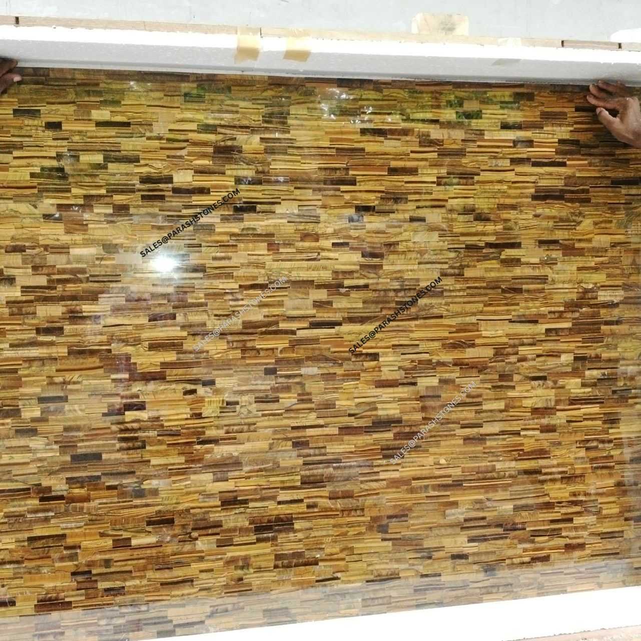 Picture of golden tiger eye slab & surface
