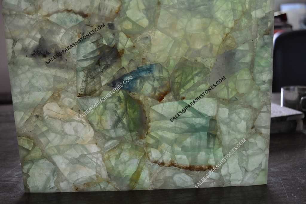 Green fluorite slab & surface