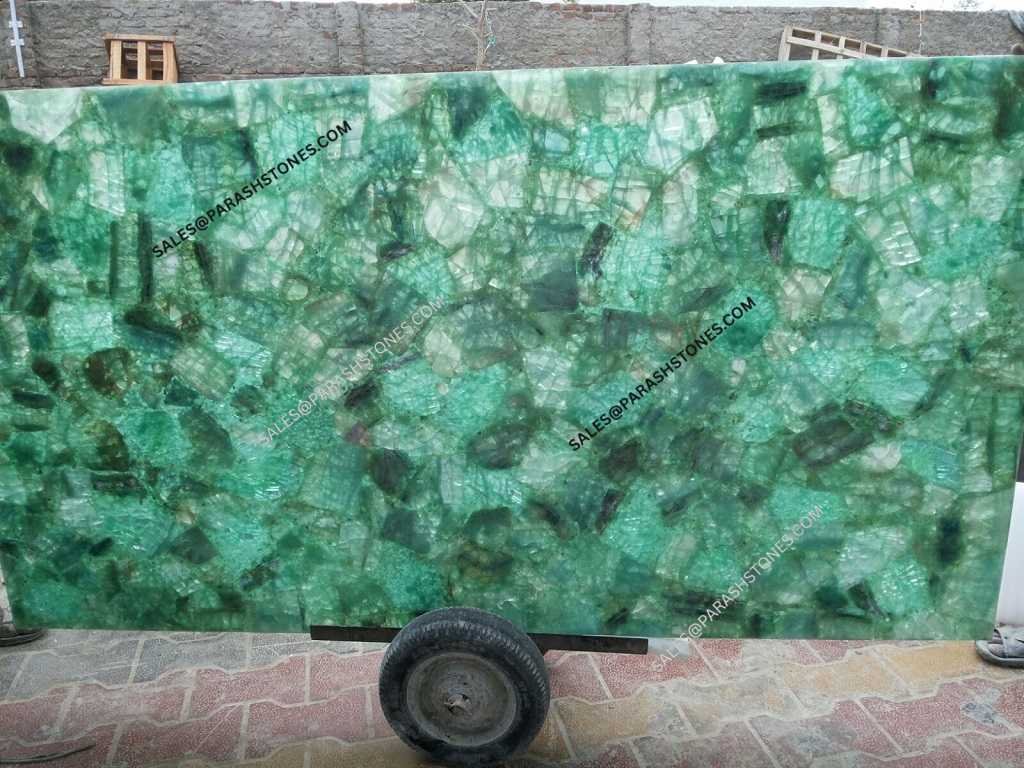 Green fluorite slab