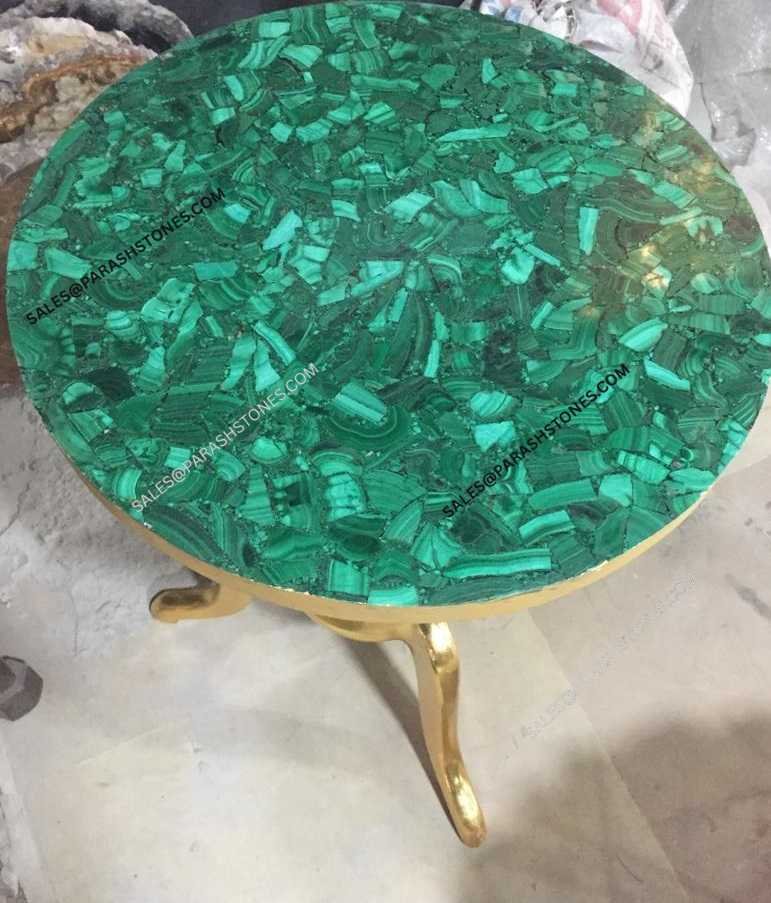 Luxury random pattern malachite gemstone round table tops