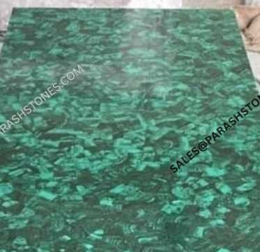 Luxury random pattern malachite gemstone slab front view