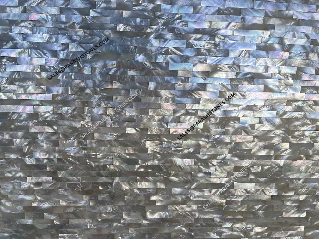 Picture of mother of pearl white in brick pattern tile