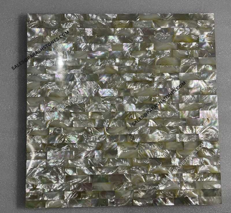 Picture of mother of pearl white in brick pattern Tile