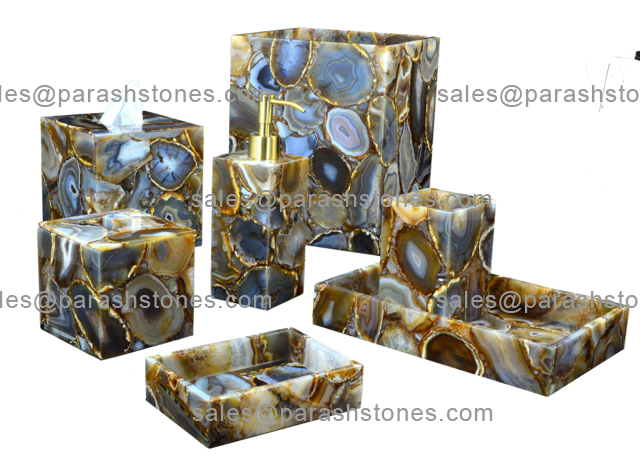 yellow agate bath accessories