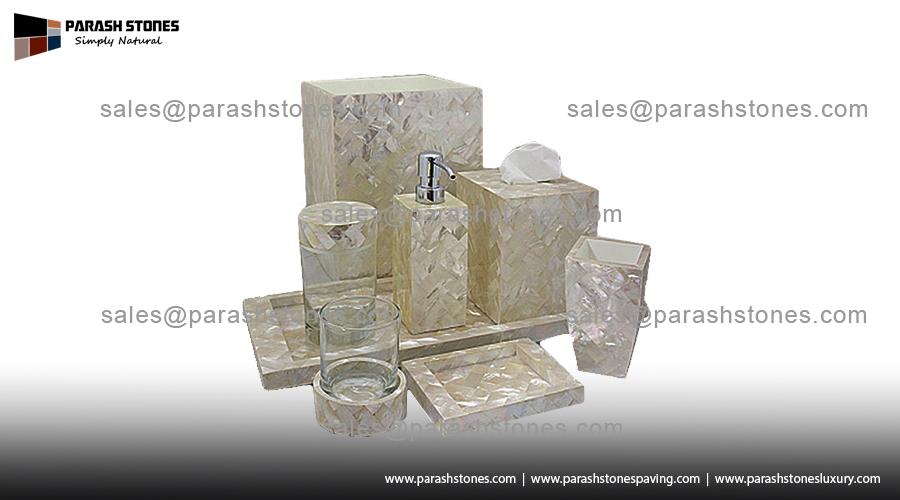 Mother of pearl bath accessories
