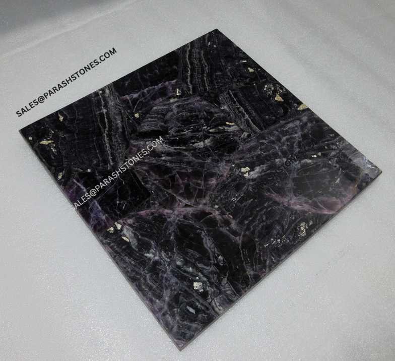 Purple fluorite slab and surface