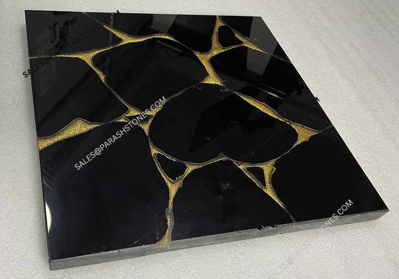 black obsidian with golden texture big image
