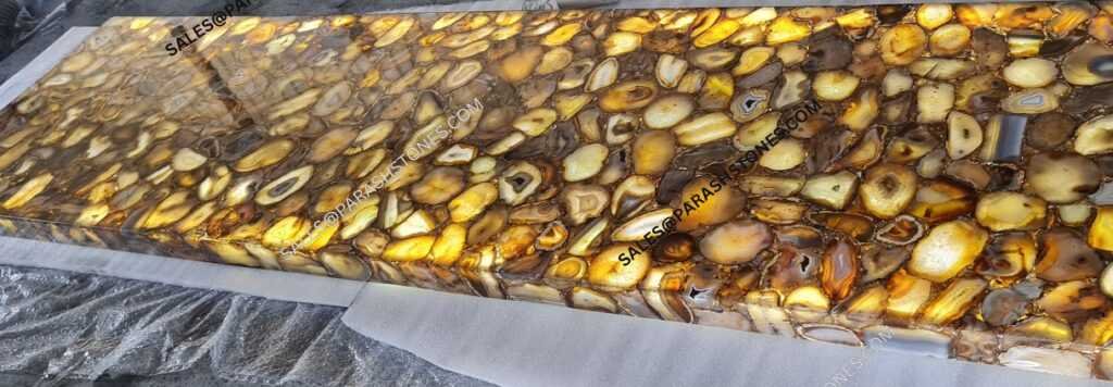 Brown golden agate slab ideal for kitchens and bathrooms