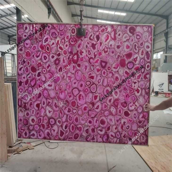 Pink agate slabs tiles