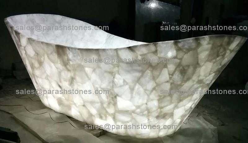 White quartz bath tub