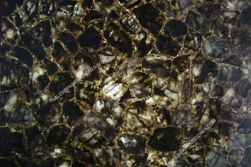 Labradorite slab in light effect