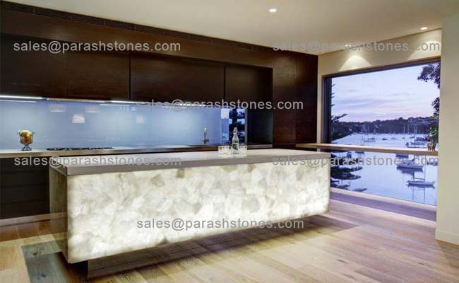 White quartz counertop backlit
