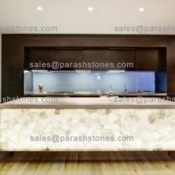 White quartz countertop backlit front