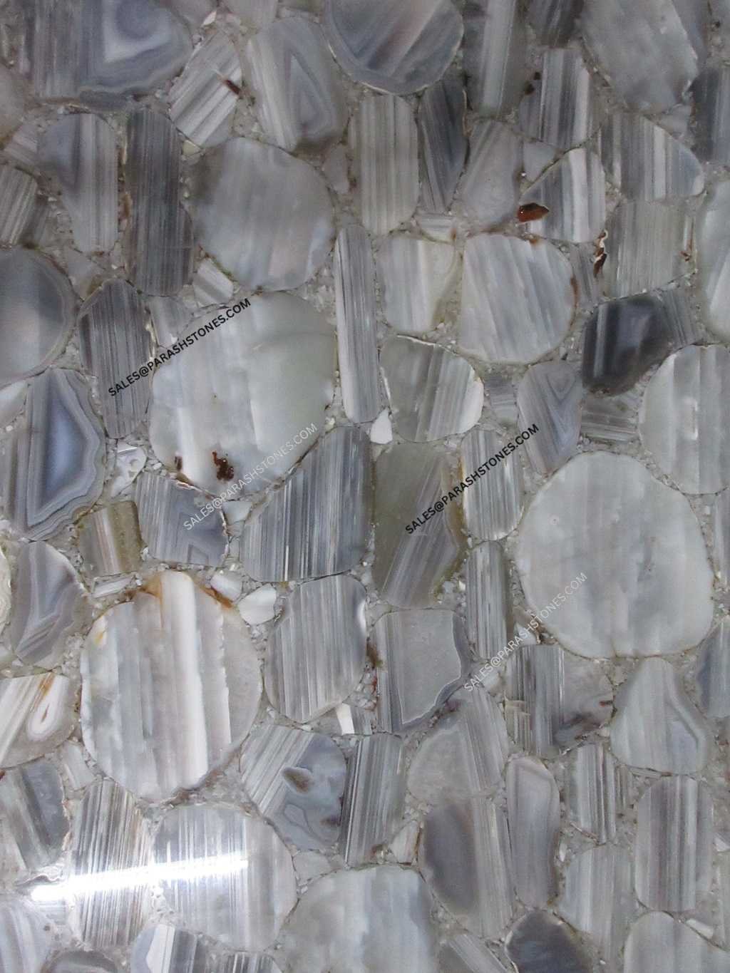 High-quality Banded Blue Lace Agate slab with glossy surface finish