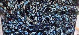 Polished Blue Agate Spiral Tile with Natural Patterns