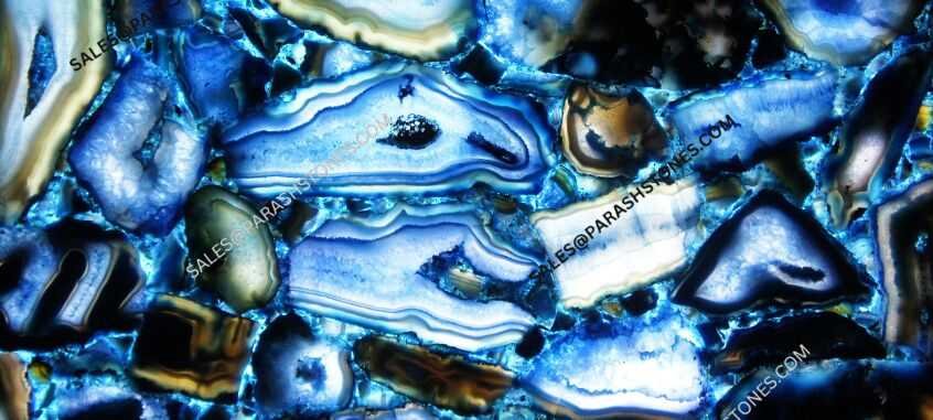 Botswana Blue Agate Slab for Luxury Interiors