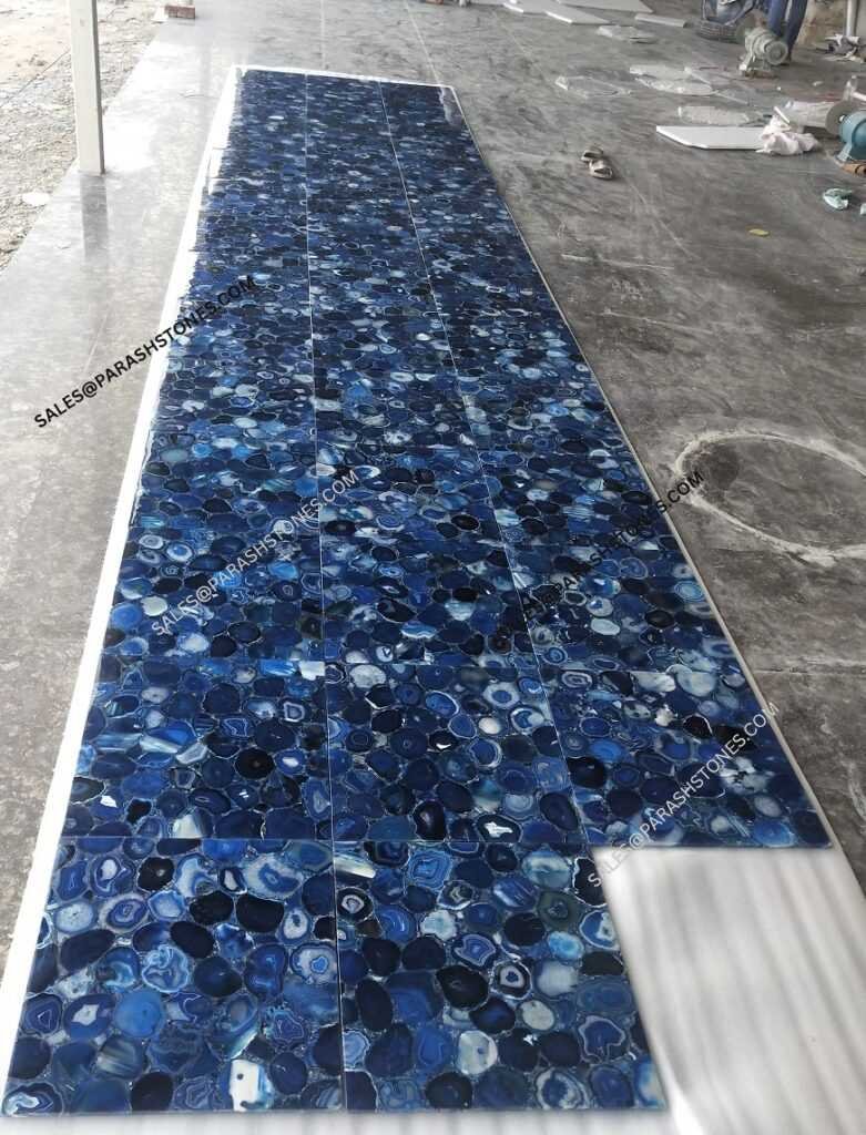 Premium Indian Blue Agate Stone Slab for Countertops and Walls