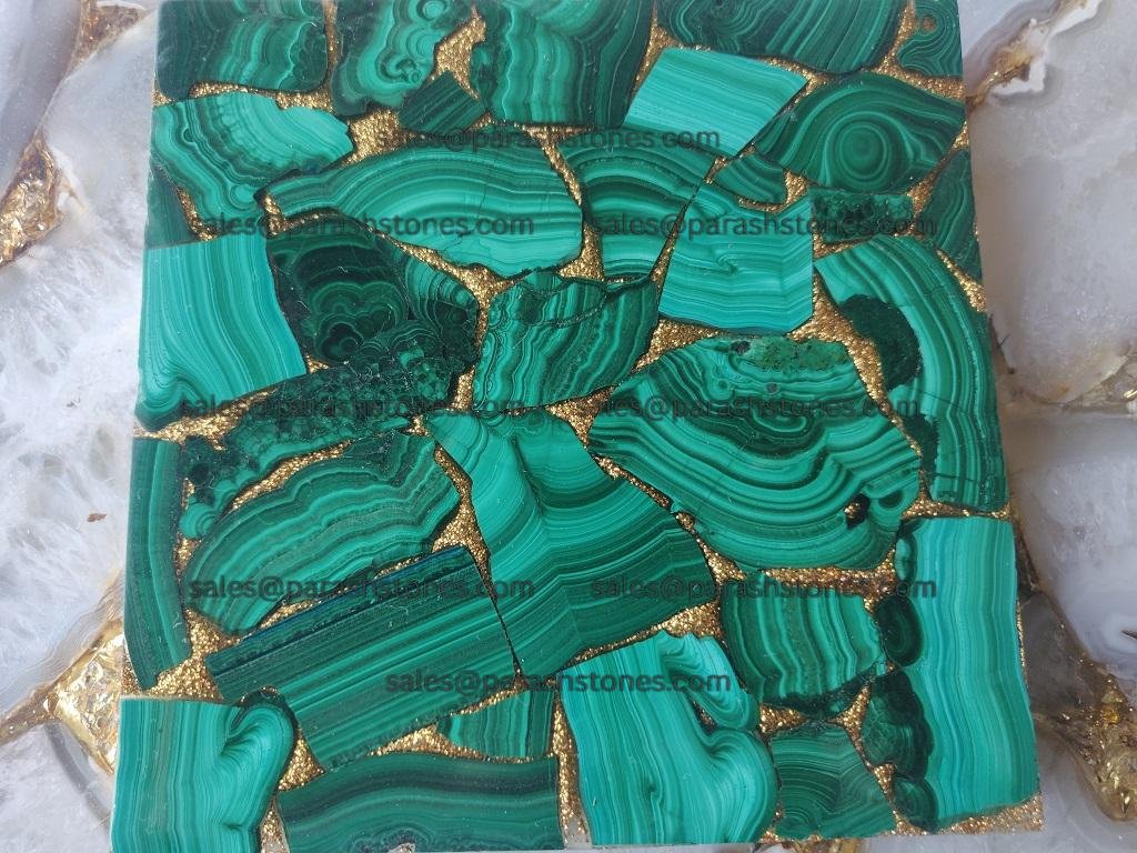 Malachtite With Gold Fill slab