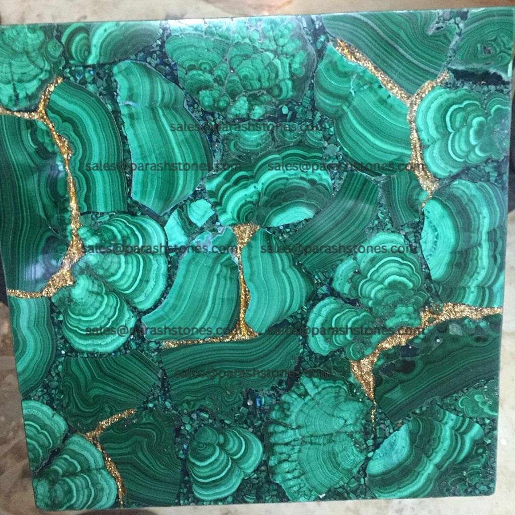 Malachtite With Gold Fill Tile