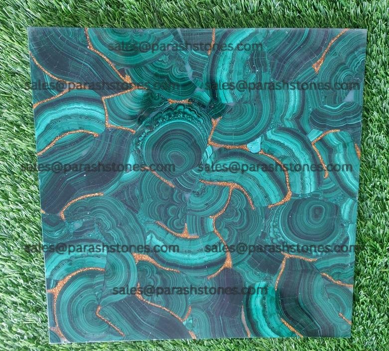 Malachtite With Gold Fill Tile-1