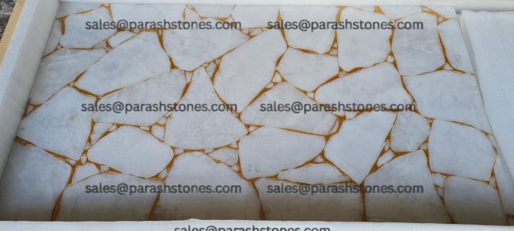 White Quartz With Gold Fill tile