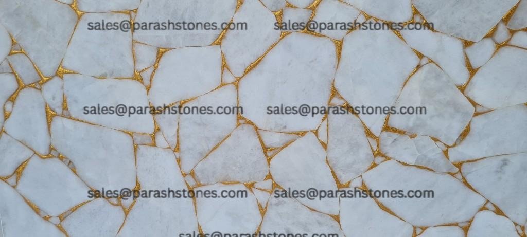 White Quartz With Gold Fill