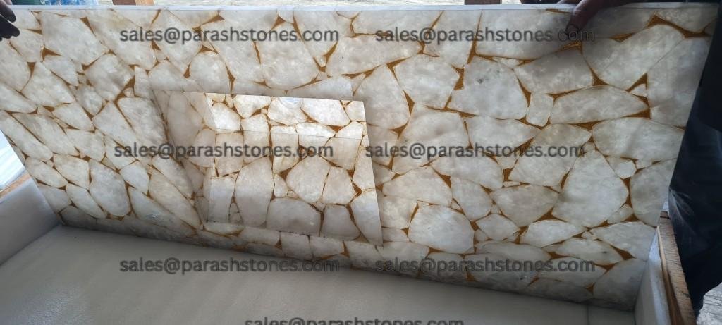 White Quartz With Gold Fill