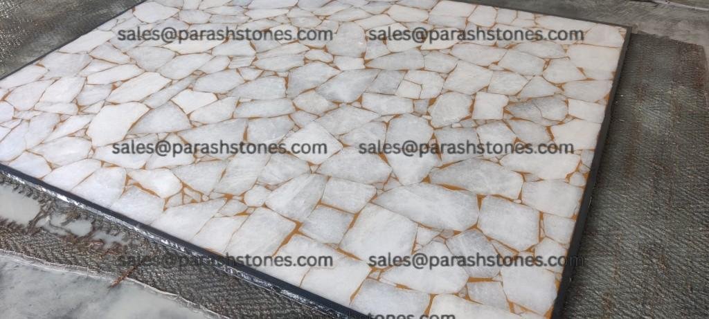 White Quartz With Gold Fill