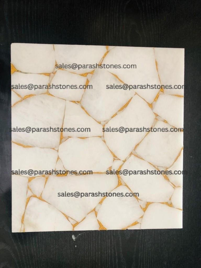 White Quartz With Gold Fill
