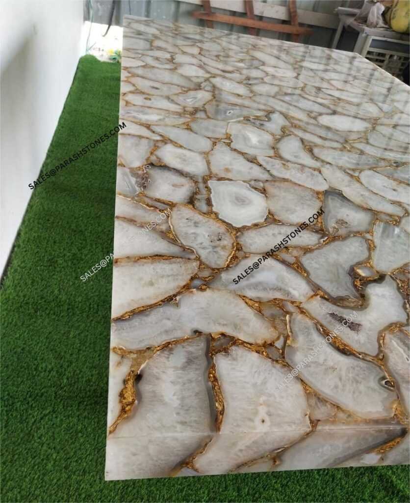 white-agate-golden-foil-slab table top